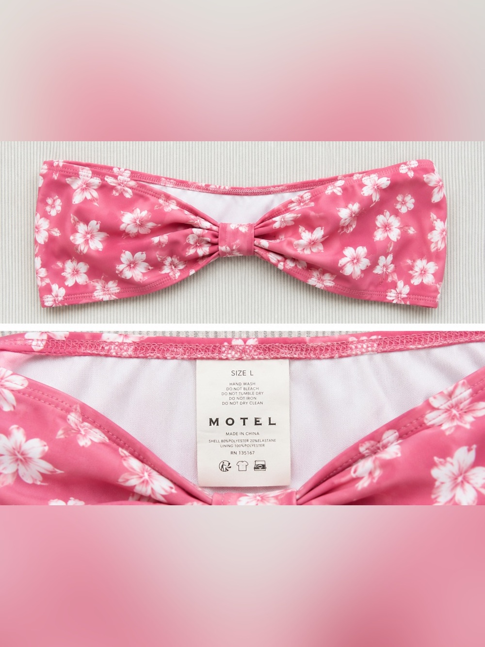 MOTEL Floral Bandeau Bikini Top